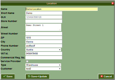 Data for a location.