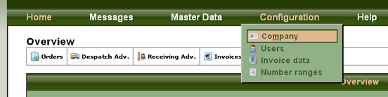 Accessing your company data from the menu
