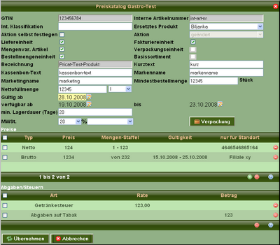 Modifying data for a product update